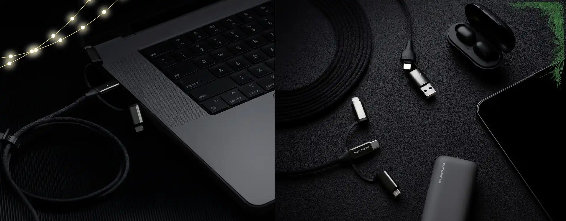 Dark-toned tech accessories.