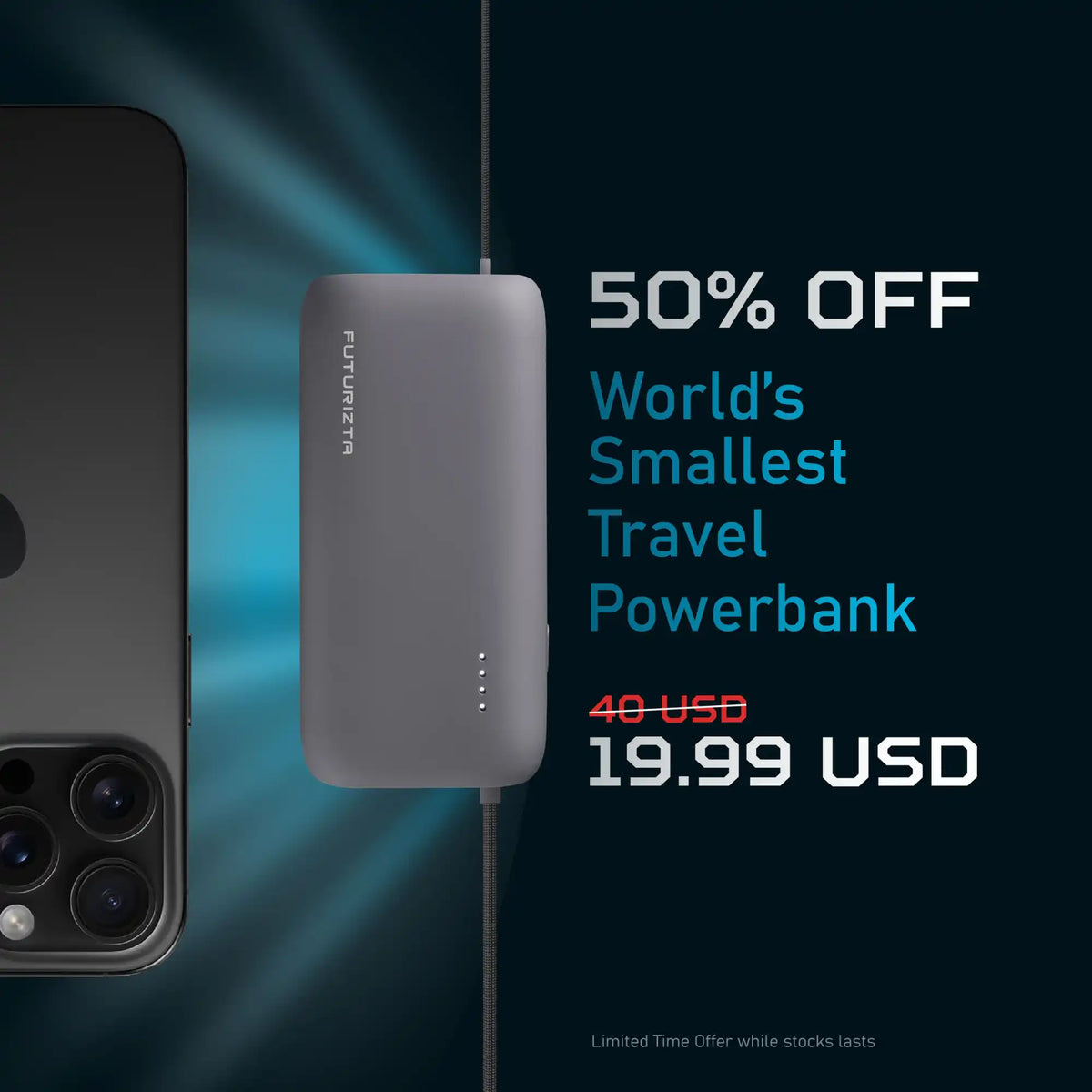 Gray portable power bank.