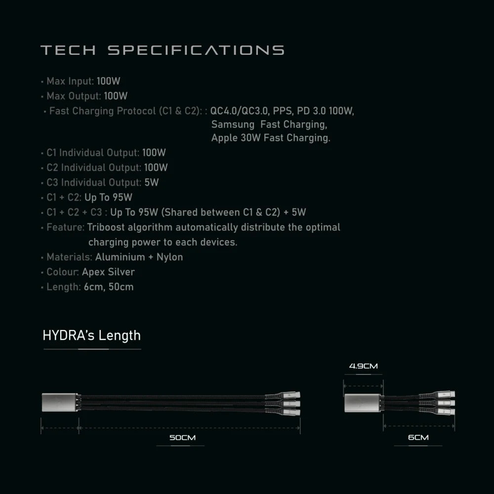Hydra Triple Type-C Adapter - Cable