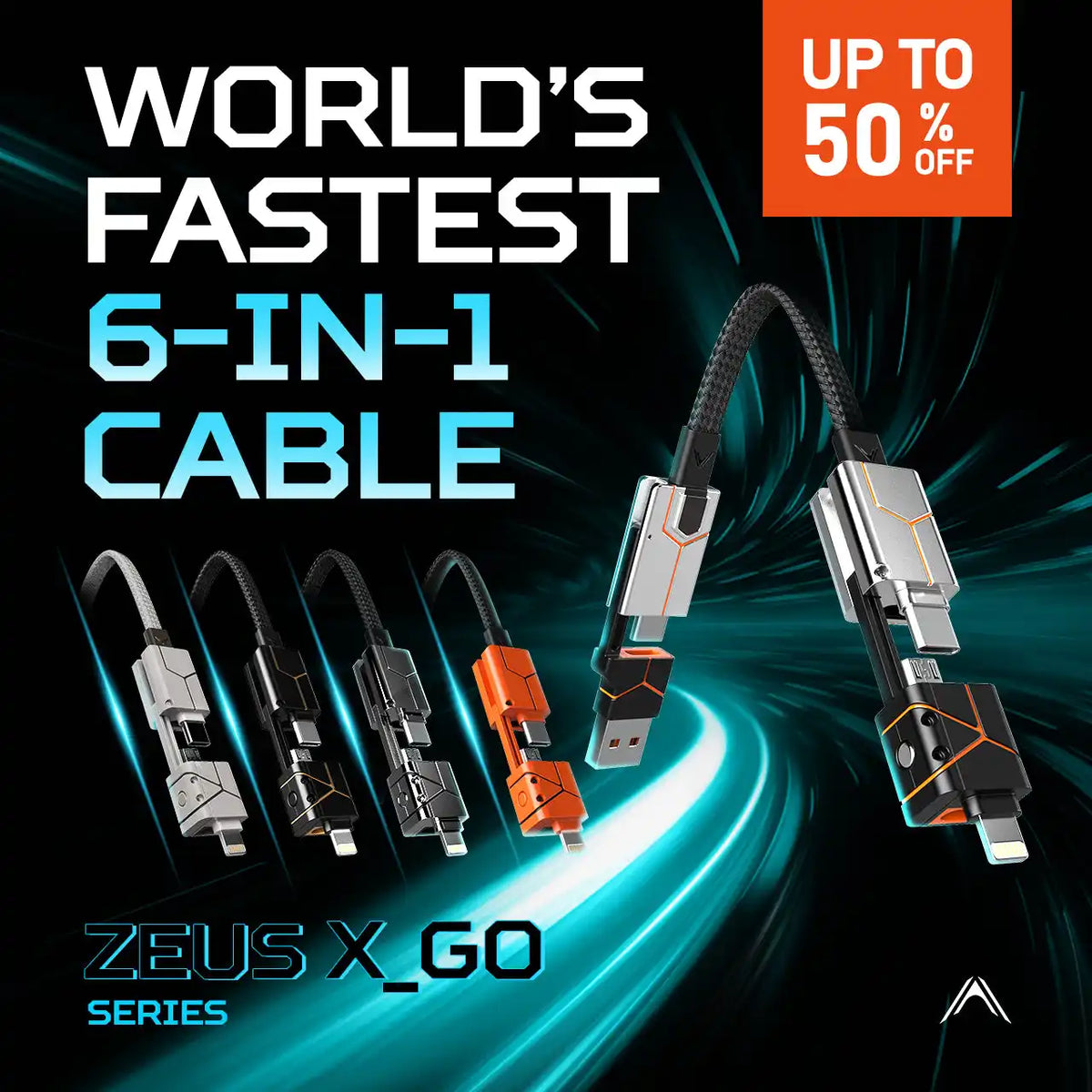 Multi-connector charging cable.