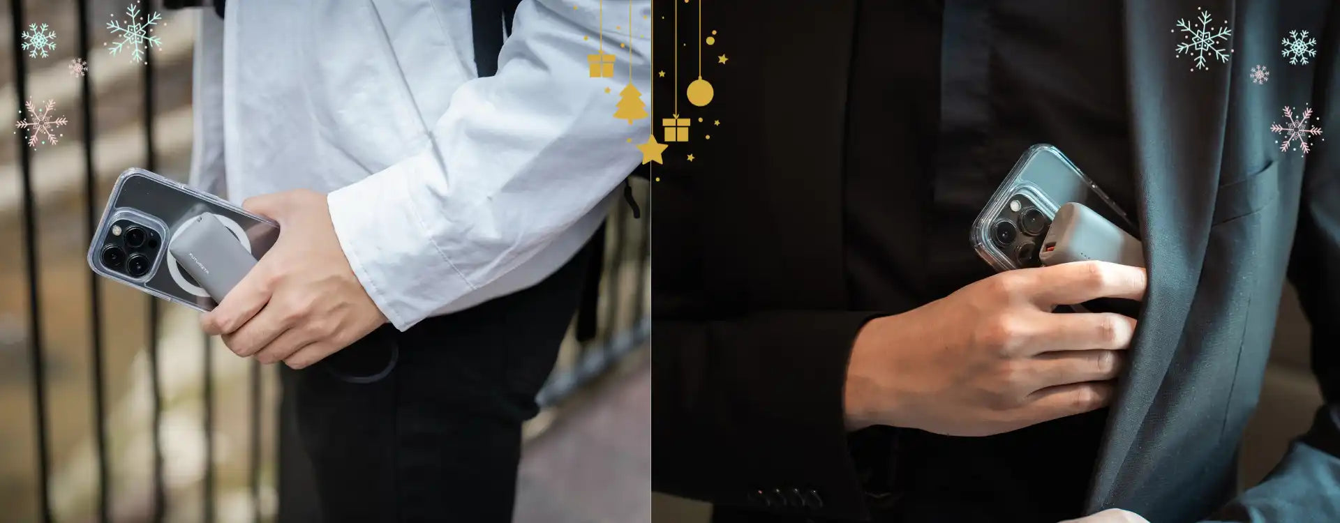 Smartphone with magnetic charger.