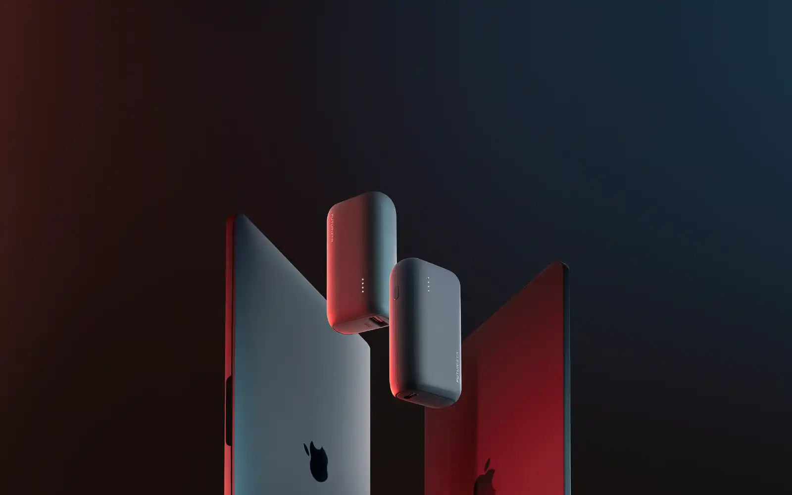 Two gray power banks.