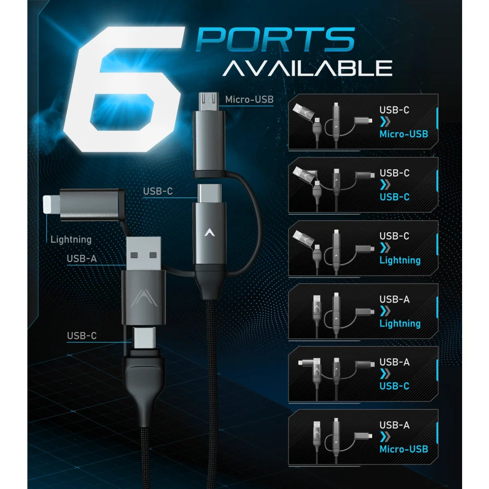 Zeus-X 6 in 1 Universal Cable - Mobile Phone Accessories