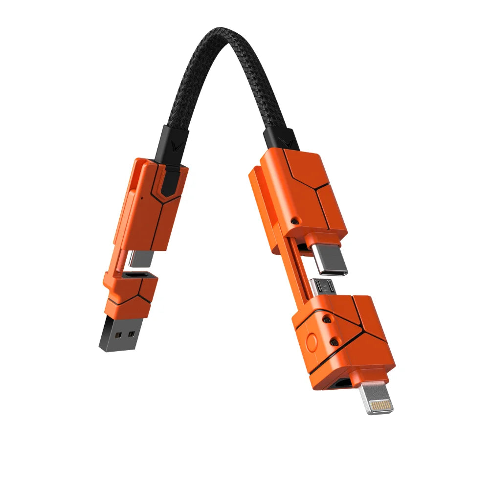 Zeus-X Go Ultra 6-in-1 Universal Cable - Turbo Orange / Keychain - Mobile Phone Accessories
