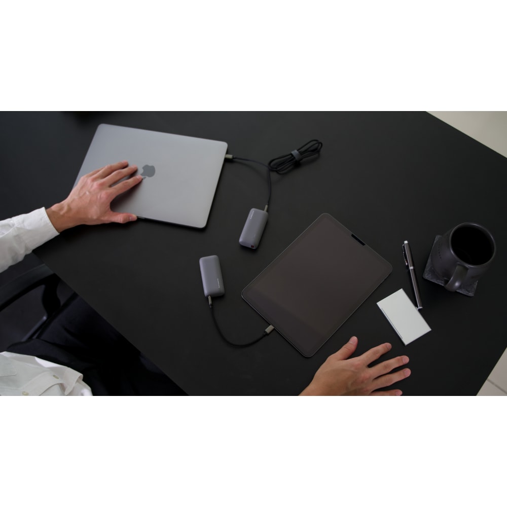 Grey Pixy Mini Compact Power Bank 5000mAh 20W Power Delivery Output charging iPad and Macbook Air