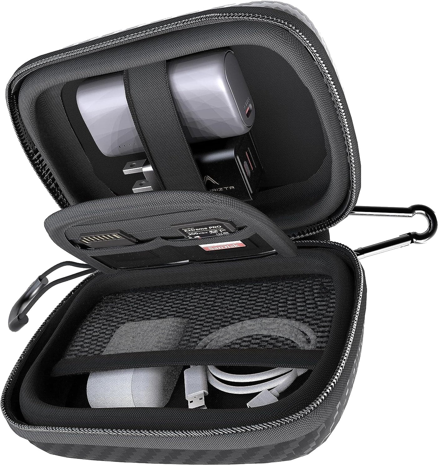 Hard Shell EVA Carrying Case Impact & Water Resistant with Carabiner
