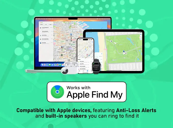 Apple find my tracker with built-in speakers and anti-loss alerts.