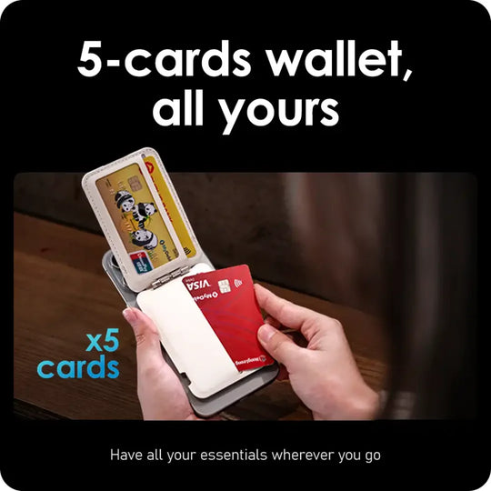 A compact wallet designed to hold five cards.