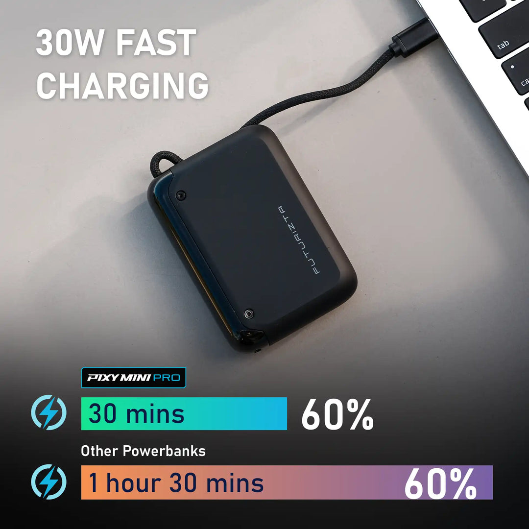 Black portable power bank.