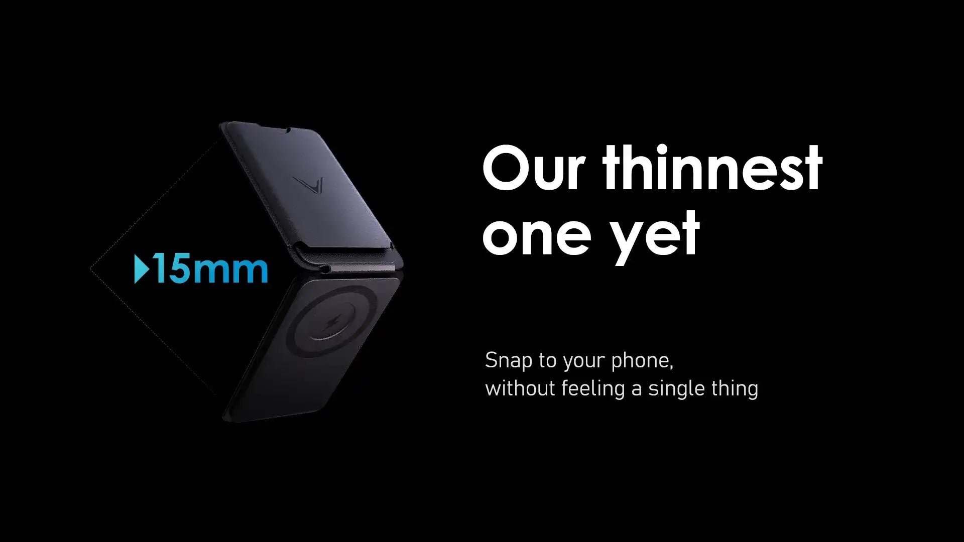 A thin, black smartphone accessory that attaches magnetically.