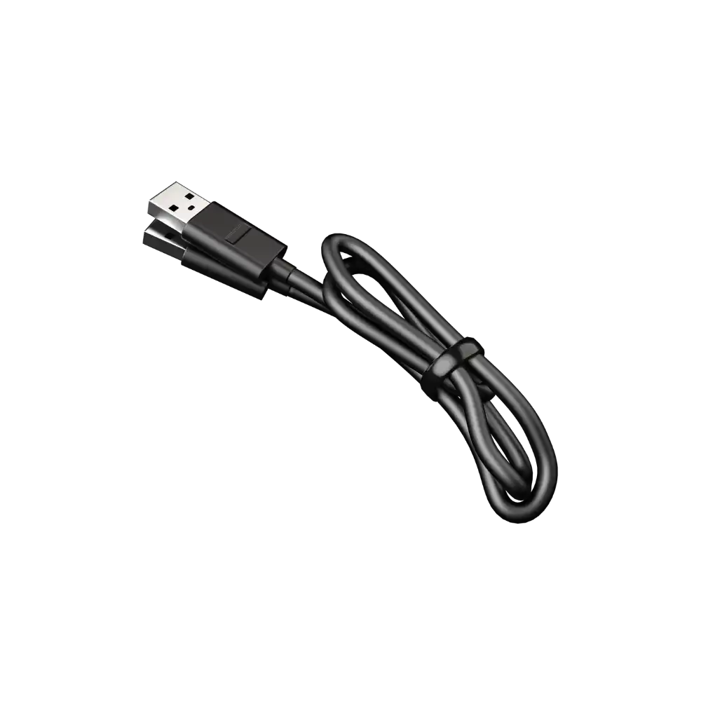 Black USB cable.