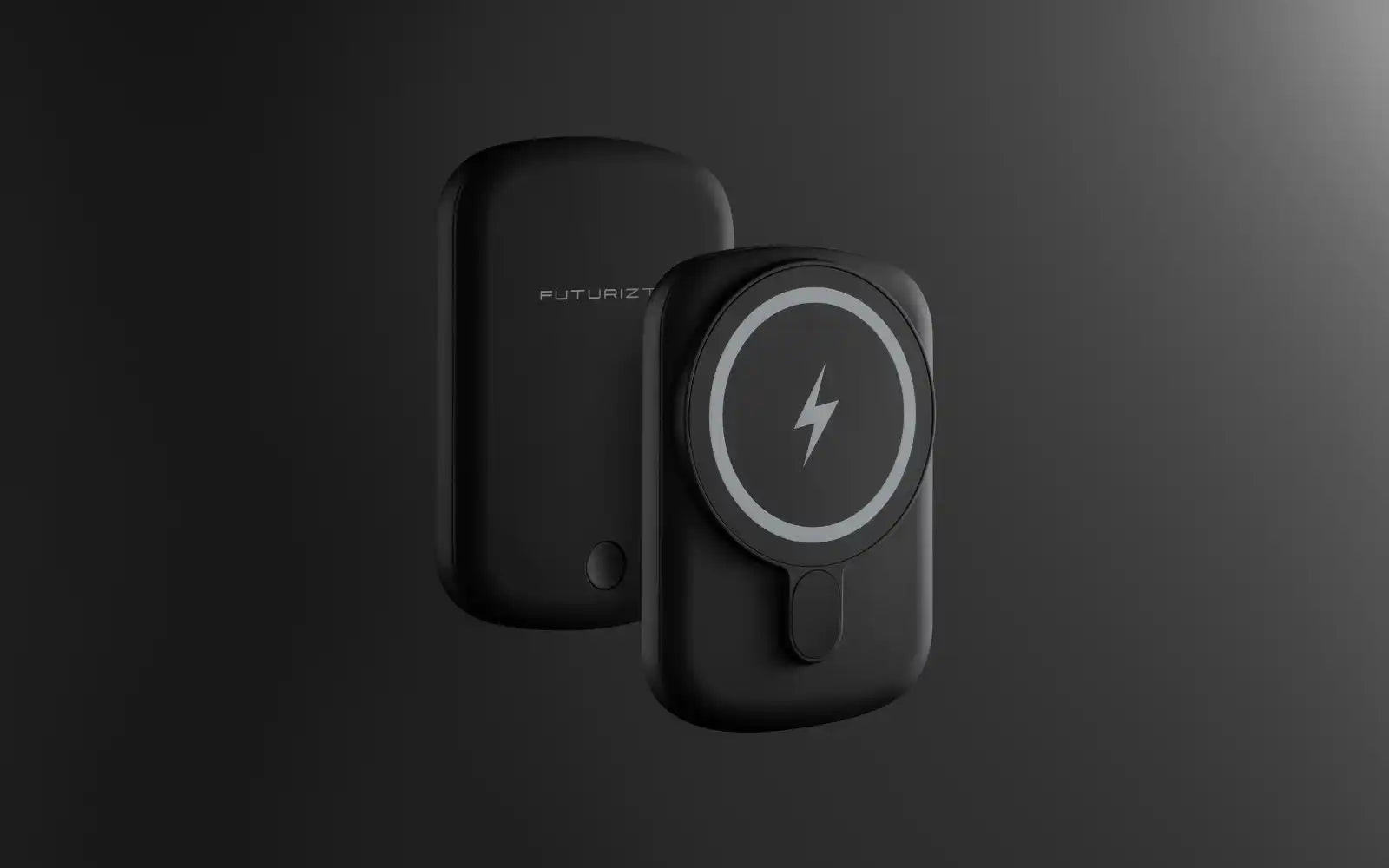 Black wireless charging power bank.