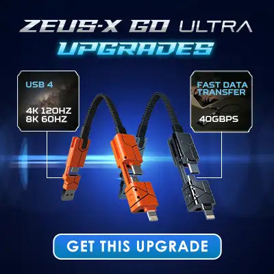 Ultra-fast usb 4 cable with orange and black braided design, featuring lightning connector for ios devices.