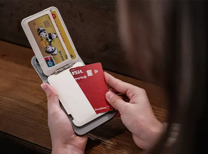 White and red card wallet with panda design