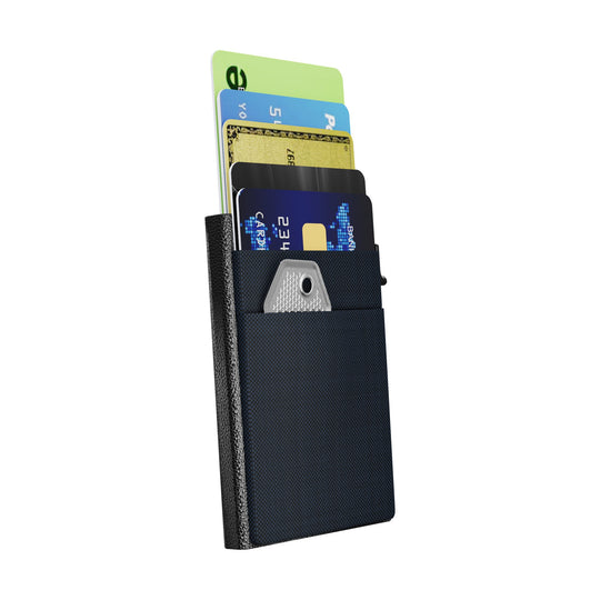 Atlas Xpand holding cards, a key and coin